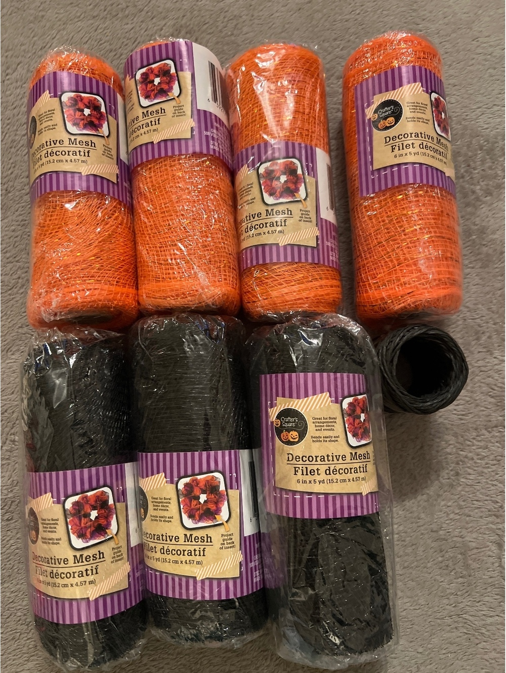 Darice Decorative Mesh Rolls 8 Pack Orange and Black